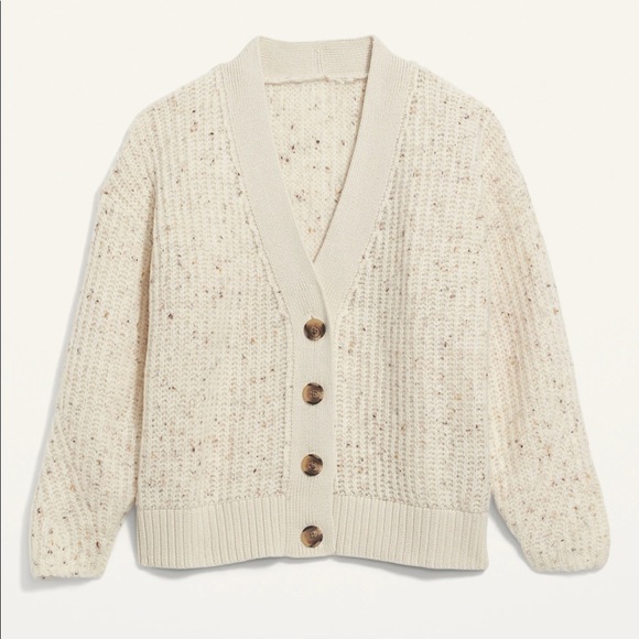 Shaker-Stitch Button-Front Speckled Cardigan - Picture 1 of 5